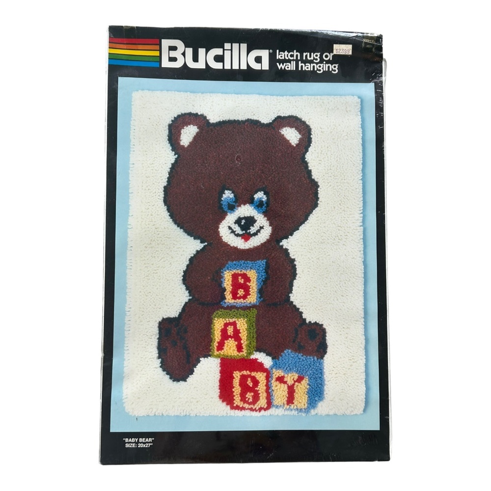 VTG NEW Bucilla Baby Bear Latch Hook Kit 13317 20" x 27" Nursery Teddy Bear Wall